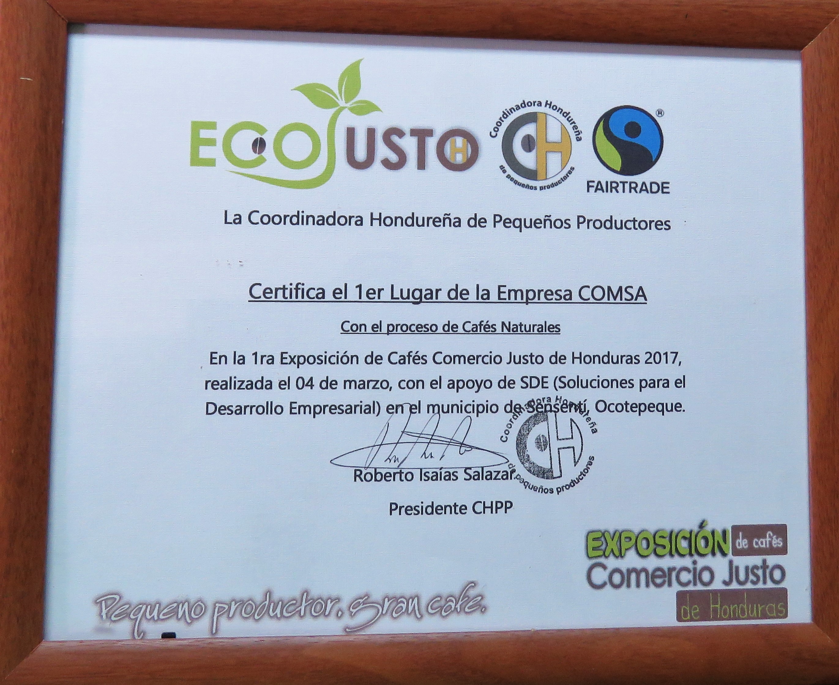 COMSA obtiene el primer lugar en Feria de café Ecojusto